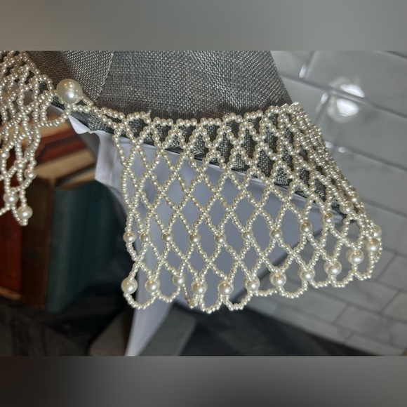 Vintage Faux Pearl Extra Wide Collar Bib Necklace - Picture 7 of 14